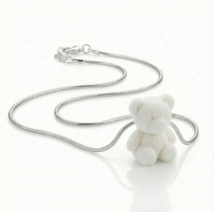 925 Limited Edition* Teddy Necklace - White Bear