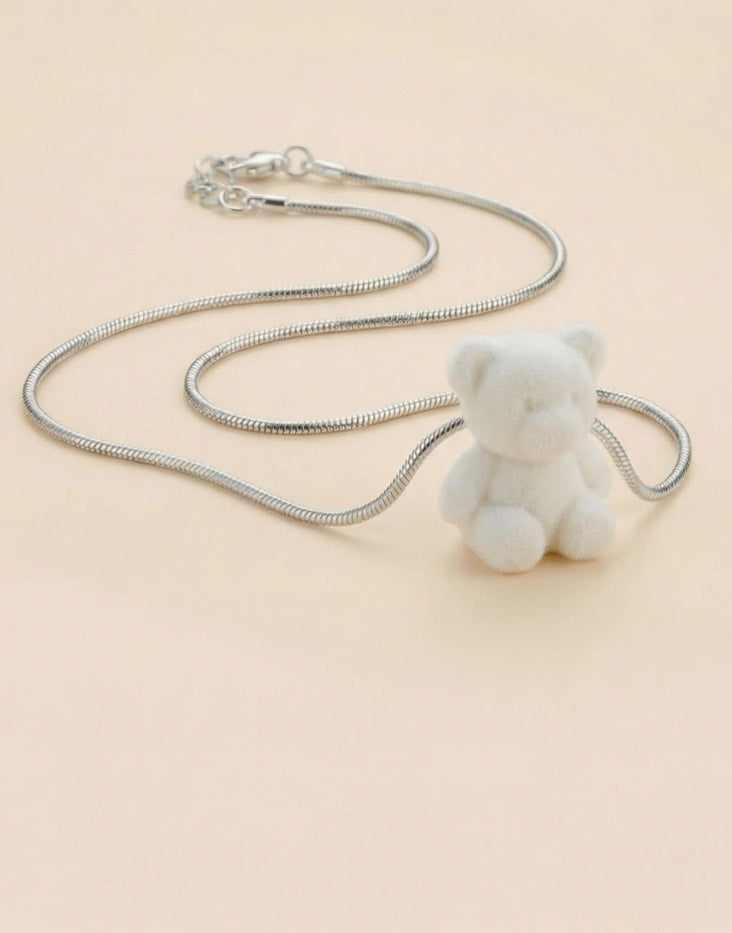 925 Limited Edition* Teddy Necklace - White Bear